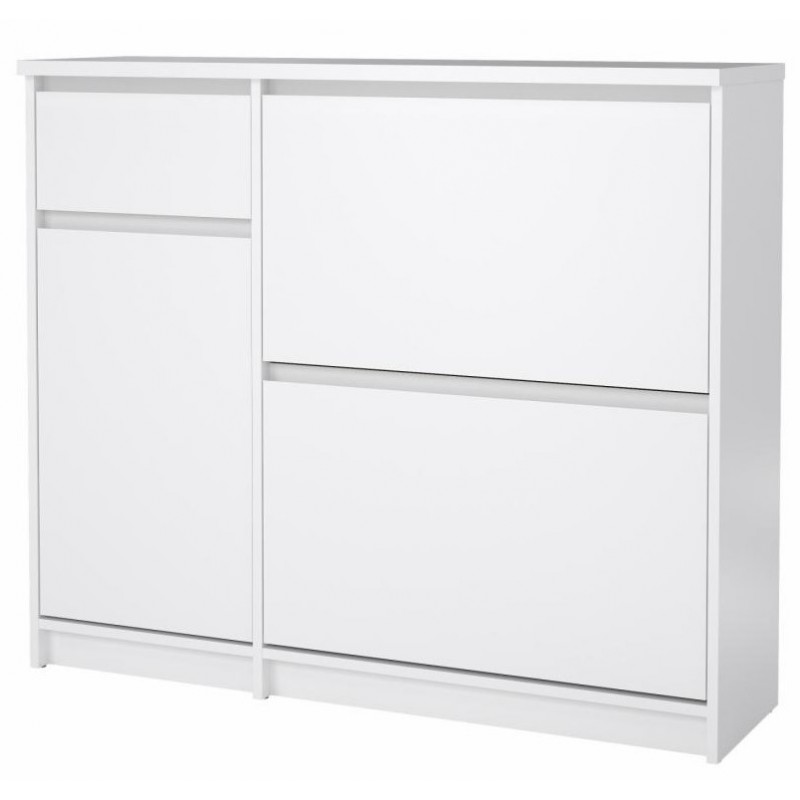 Scarpiera 2 ante bianco lucido laccato poco profonda TIBERI 90x25xh95 cm in  legno Laccato 18-20 paia in Kit di Montaggio, Tecnos Arredamento